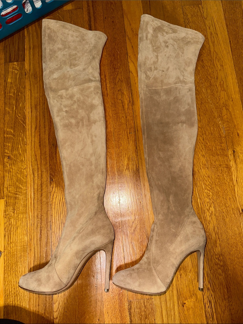 Casadei Taupe Over-the-Knee Suede Stiletto Boots